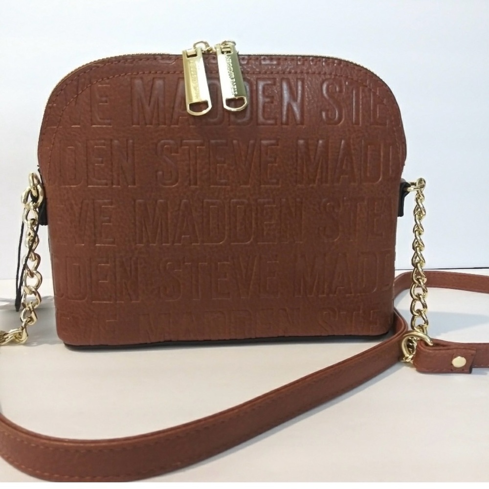 Steve Madden Brown and Gold Crossbody Bag with Dome Shape